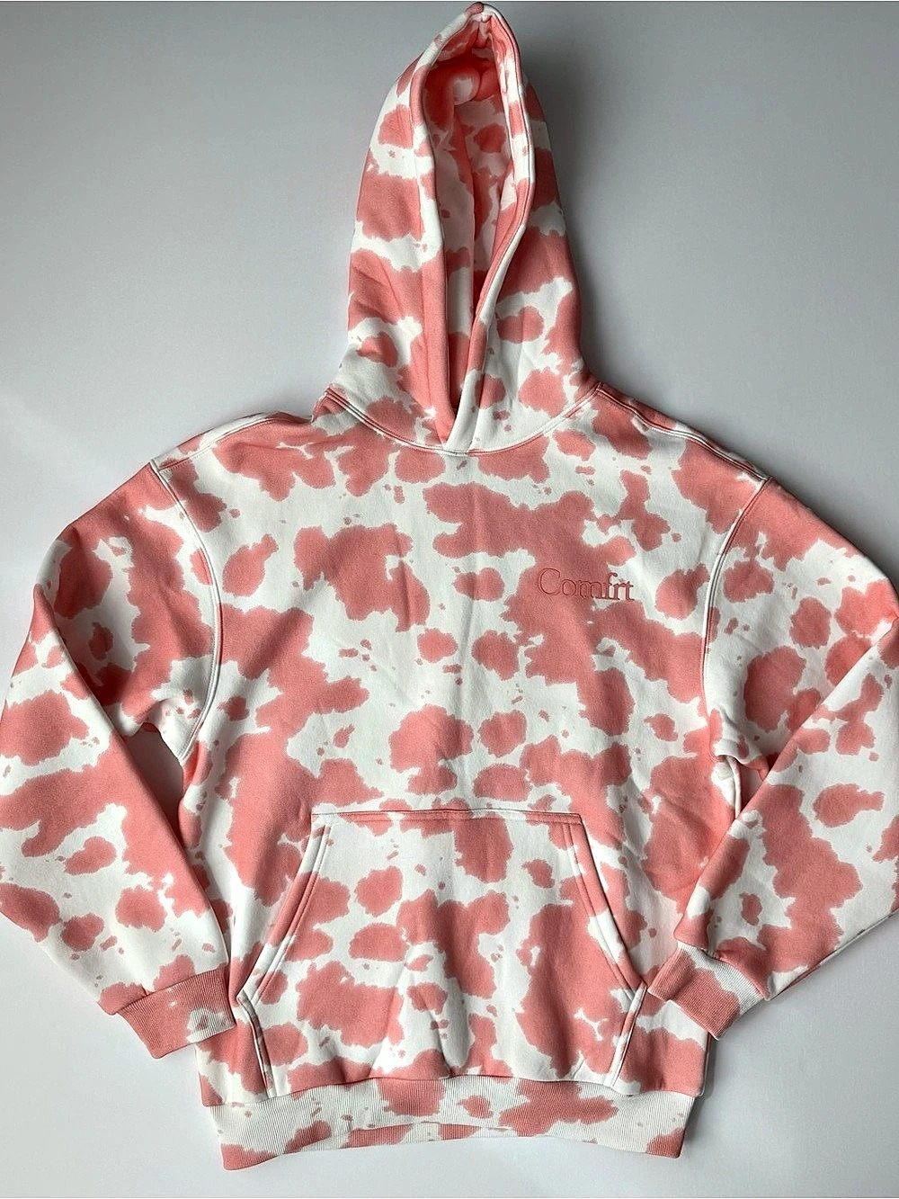 NEW Comfrt Minimalist Hoodie Pink & White Small